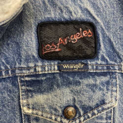 Vintage Wrangler Los Angeles California Budweiser Sherpa Denim Jacket 38R Patch