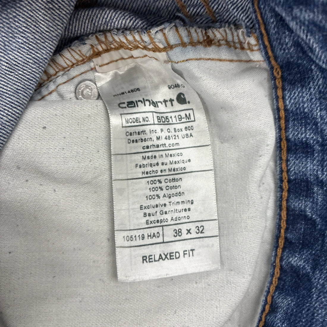 Carhartt Denim Jeans Pants Size 38 X 32 Blue