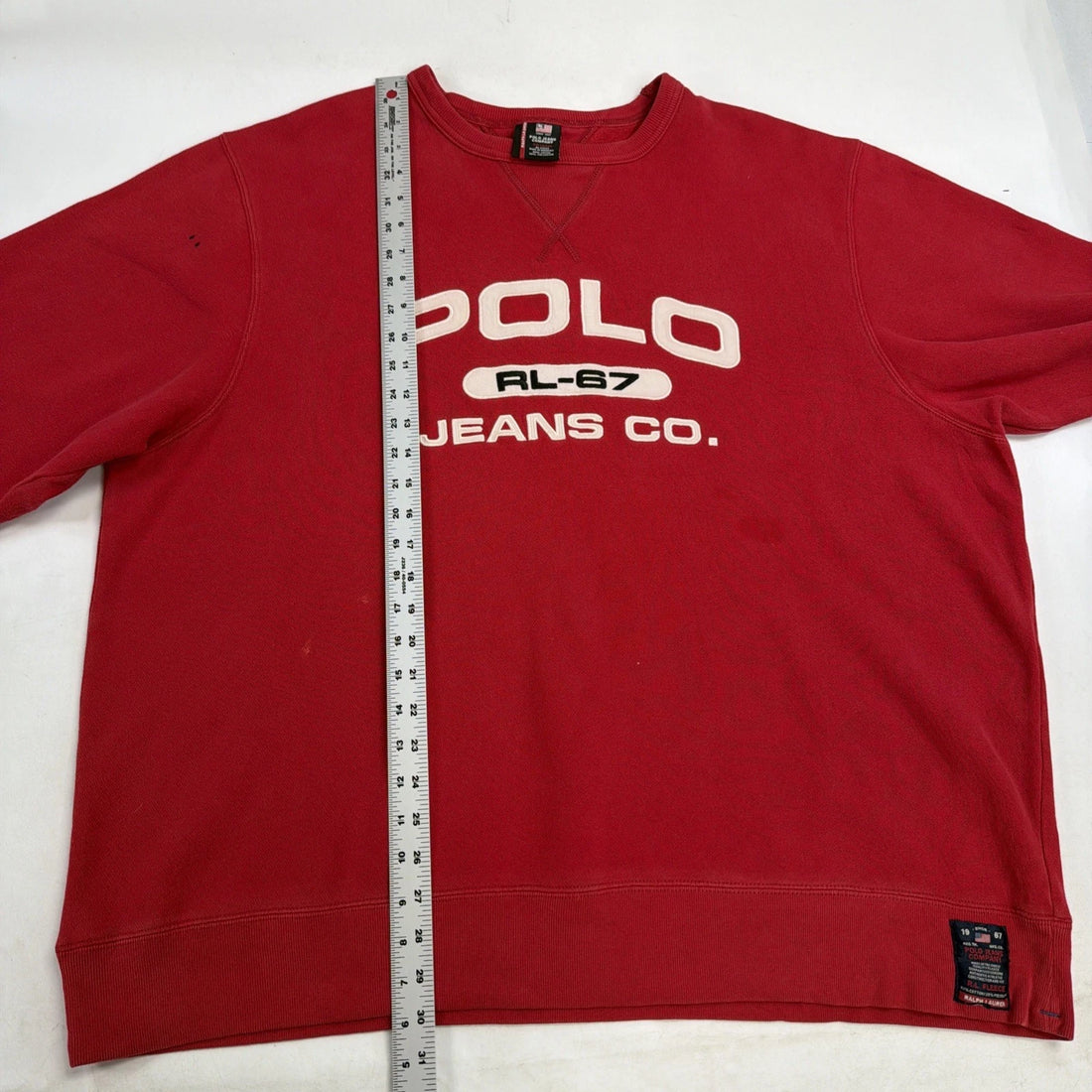 Vintage Polo Jeans RL-67 Crewneck Sweatshirt Size 2XL Red