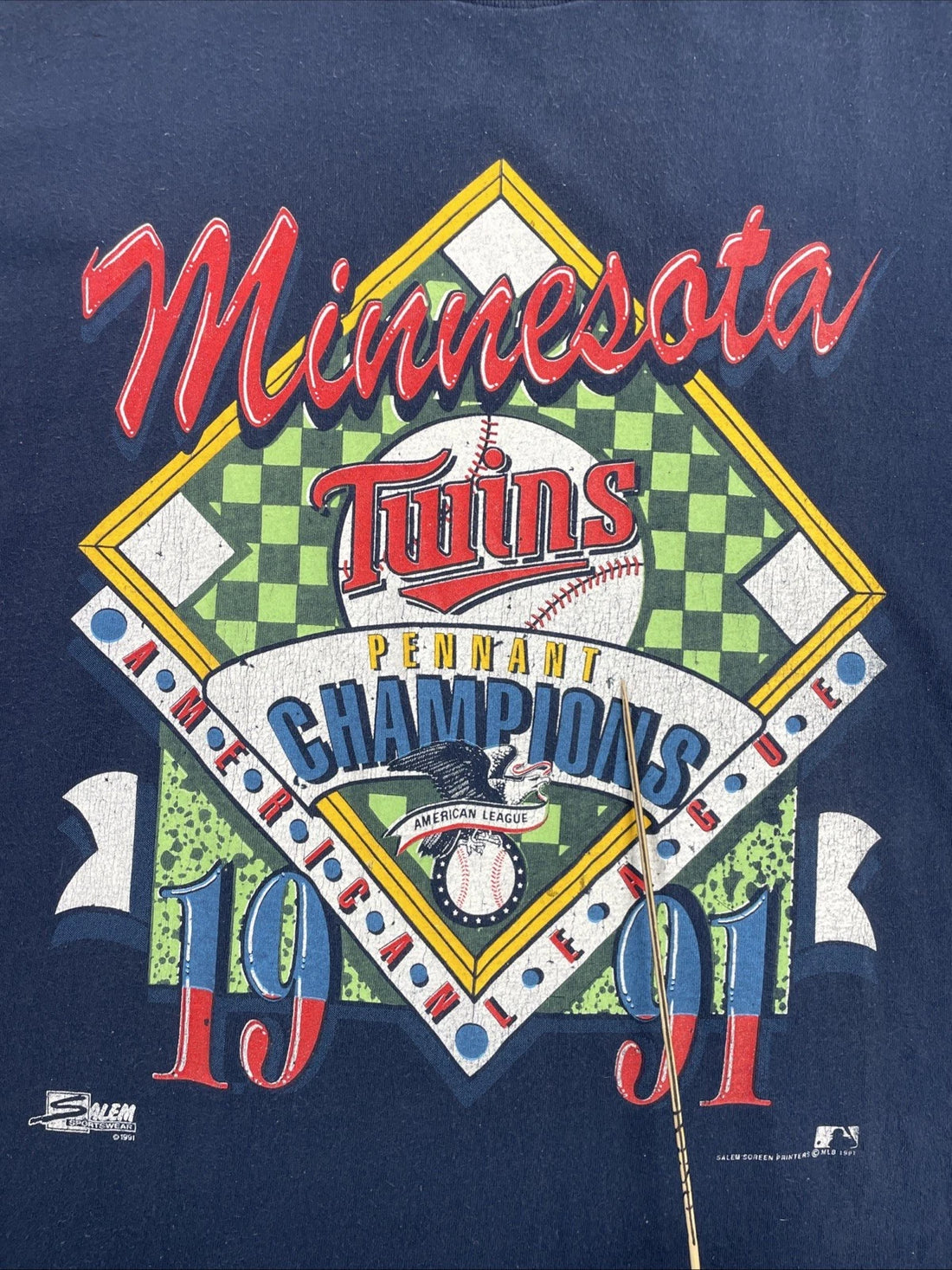 Vintage Minnesota Twins AL Champions T-Shirt Size XL 1991 90s MLB