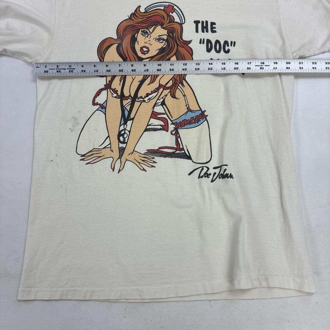 Vintage Doc Johnson The Doc Is In Nurse T-Shirt Size Large 90s