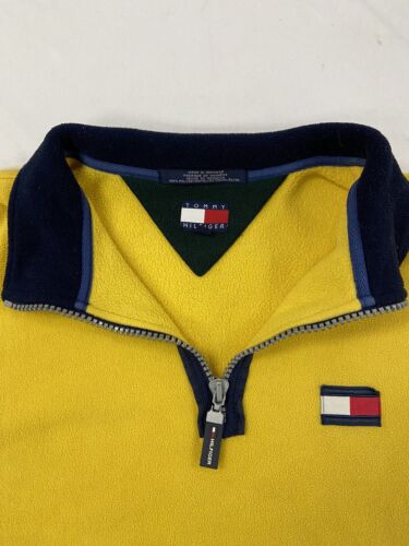 Vintage Tommy Hilfiger Fleece Jacket Size XL Yellow 1/4 Zip