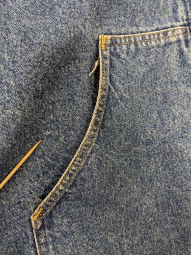 Vintage Carhartt Denim Bomber Work Jacket Size XL Blue Blanket Lined