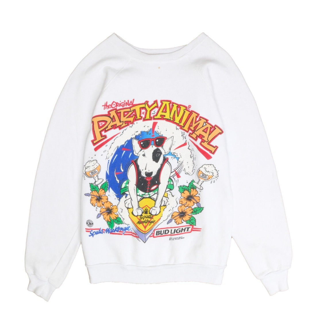 Vintage Spuds Mackenzie Party Animal Bud Light Sweatshirt Large Beer 1987 80s