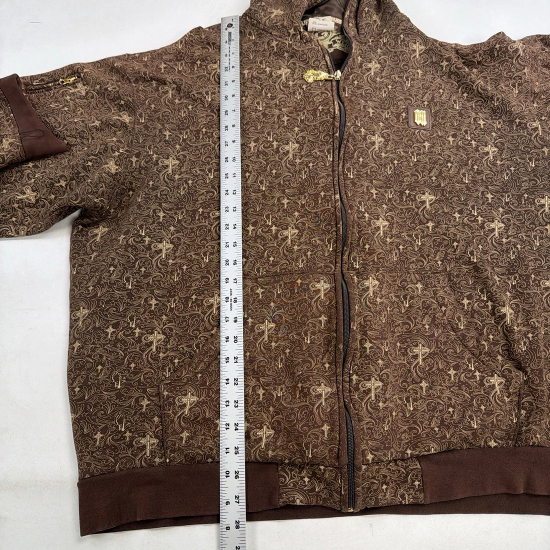 Vintage G-Unit Cross Full Zip Sweatshirt Hoodie Size 2XL Brown 50 Cent AOP Y2K
