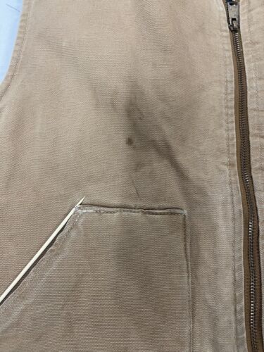 Vintage Carhartt Canvas Work Vest Jacket Size XL Tan Khaki