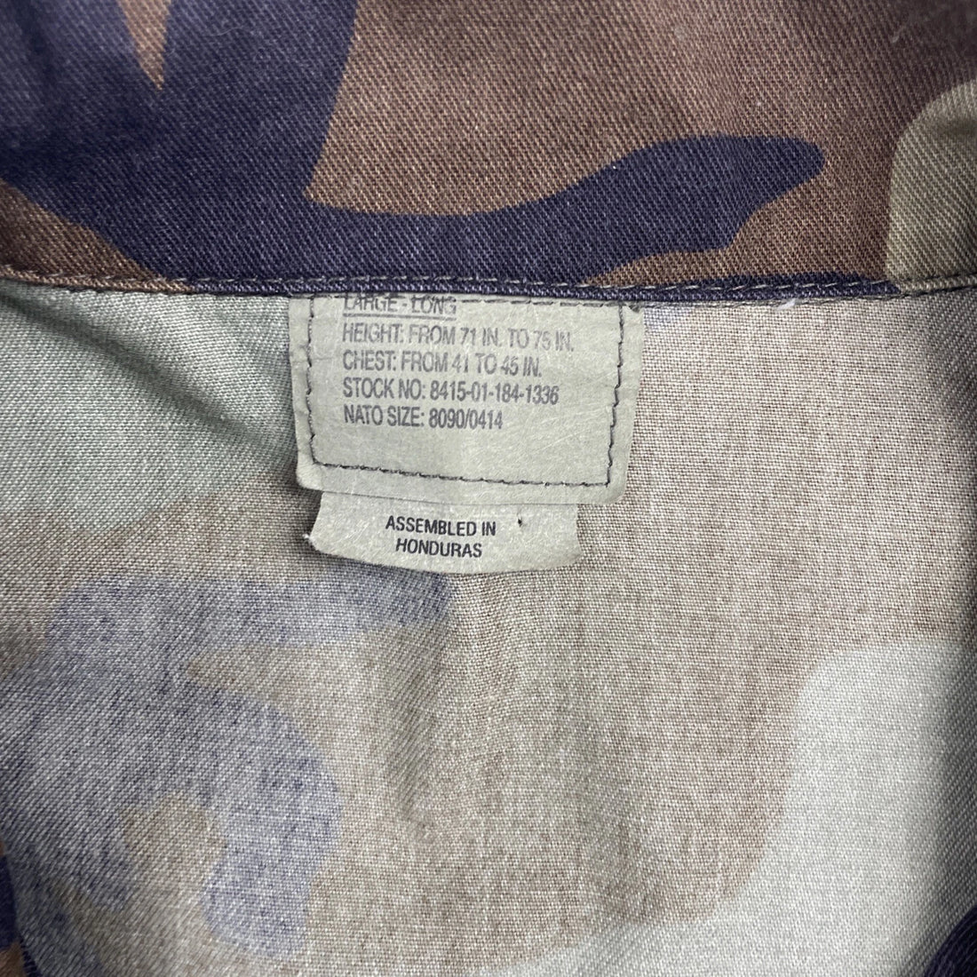 Vintage Military Army Field Jacket Size Large Long Woodland Camo