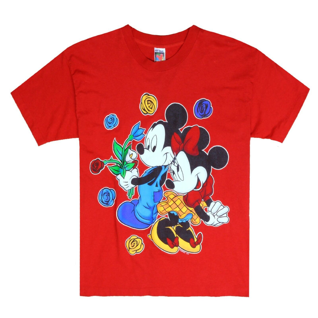 Vintage Mickey and Minnie Mouse Flowers Disney T-Shirt Size XL 90s Single Stitch