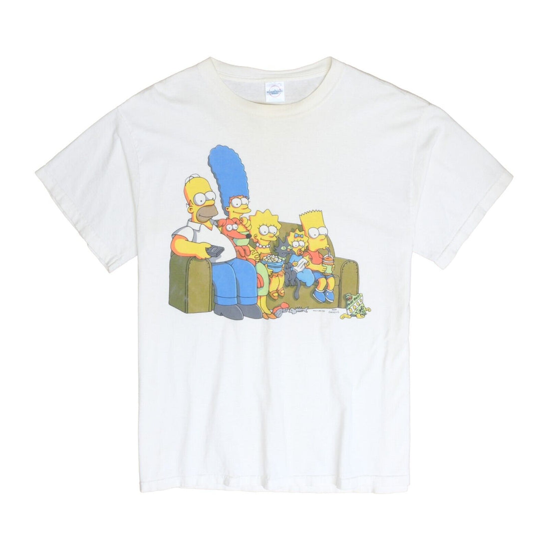 Vintage The Simpsons T-Shirt Size Large White TV Show Cartoon Promo 2002