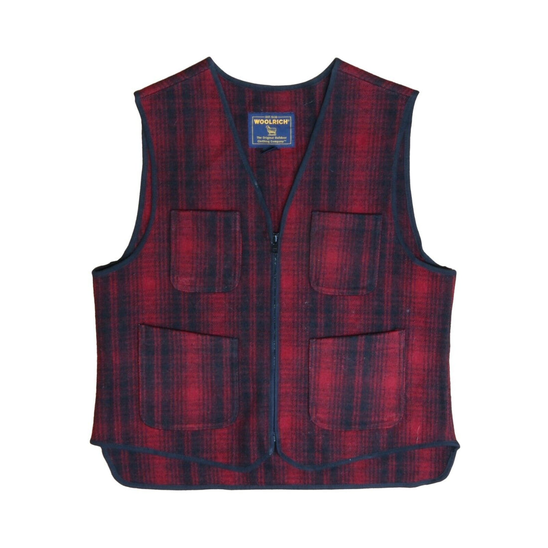 Vintage Woolrich Wool Vest Jacket Size Medium Red Plaid