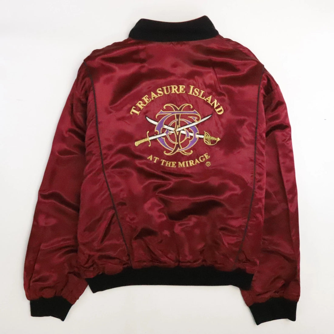 Vintage Treasure Island At The Mirage Satin Bomber Jacket Size 2XL Reversible