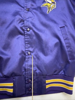 Vintage Minnesota Vikings Chalk Line Satin Bomber Jacket Size Small NFL