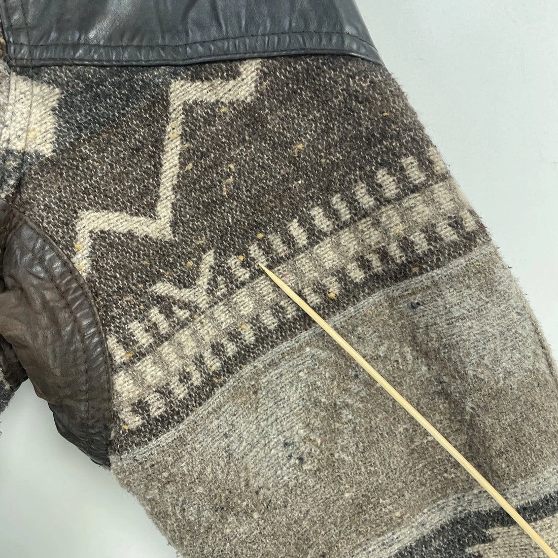 Vintage Hemingway Leather Wool Coat Jacket Size Medium Western Aztec