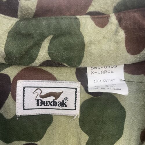 Vintage Duxbak Duck Camo Button Up Shirt Size XL Camouflage