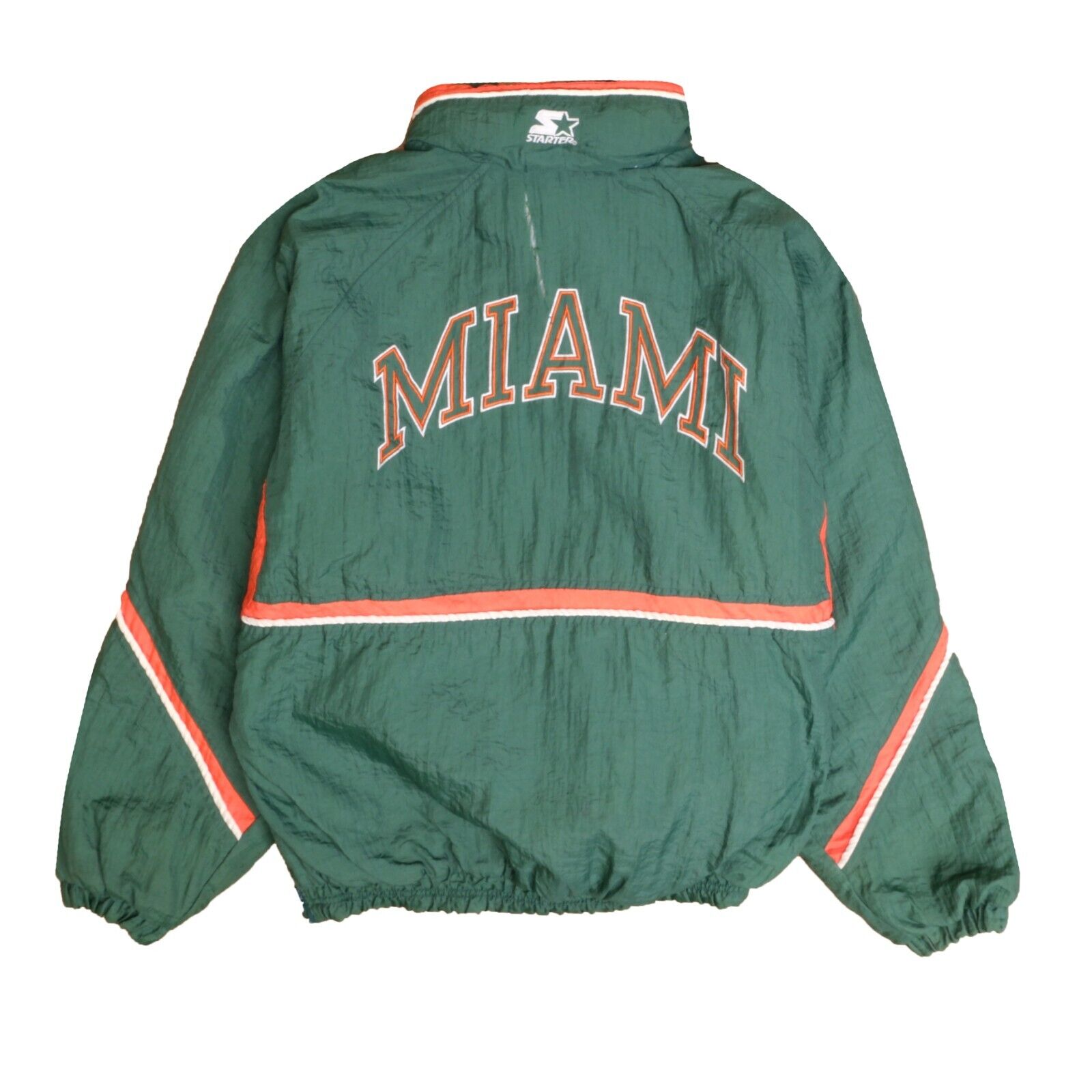 Vintage Miami Hurricanes Starter Puffer Jacket Size Large Green NCAA Throwback Vault