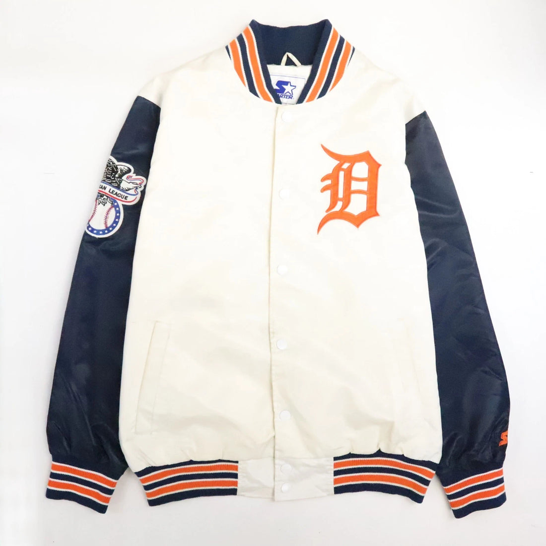 Detroit Tigers Starter Satin Bomber Jacket Size XL MLB