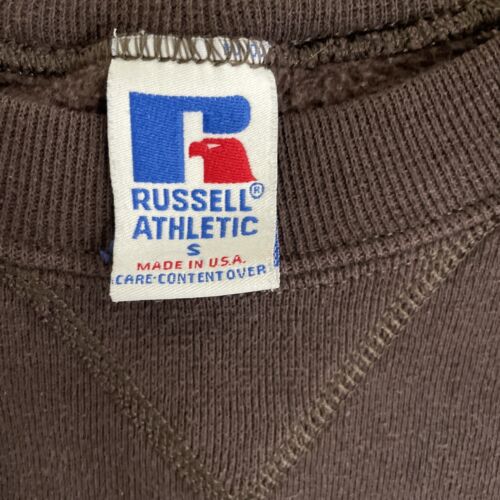 Vintage Russell Athletic Blank Crewneck Sweatshirt Size Small Brown 90s