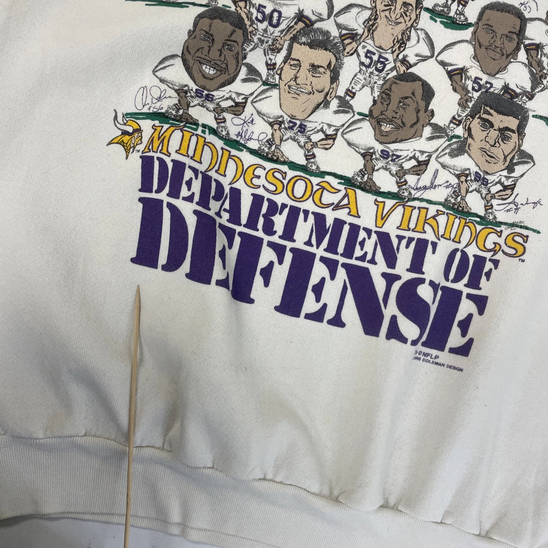 Vintage Minnesota Vikings Department Defense Caricature Sweatshirt XL 90s NFL
