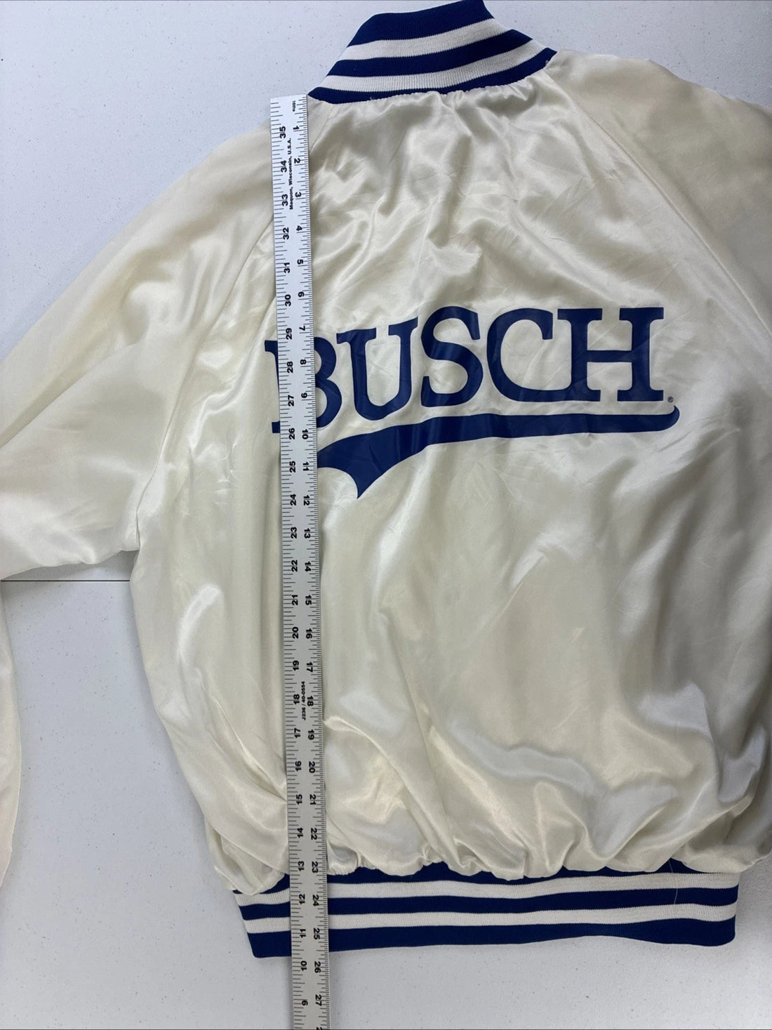Vintage Busch Satin Bomber Jacket Size Large Beer Promo