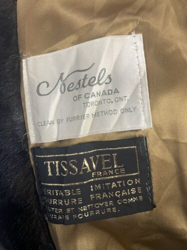 Vintage Tissavel France Faux Fur Coat Jacket Womens Size Medium Brown