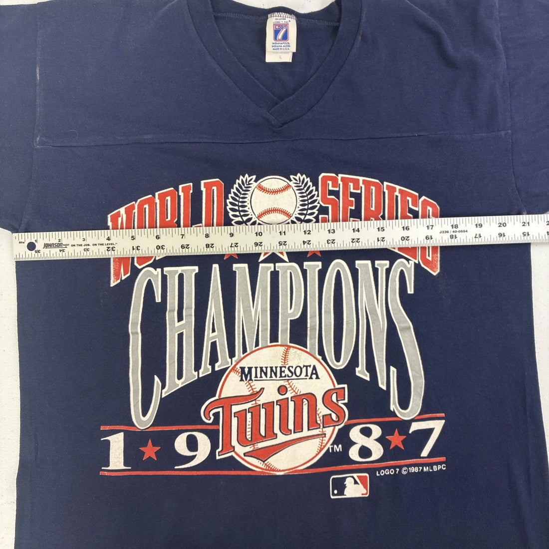 Vintage Minnesota Twins World Series Champs Logo 7 Raglan T-Shirt Large 1987 MLB