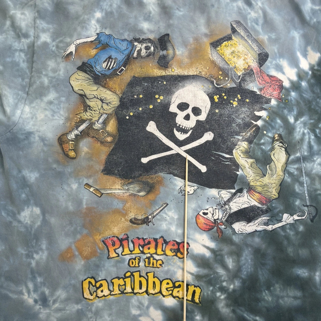 Vintage Pirates Of The Caribbean Disney Tie Dye T-Shirt Size Large 90s