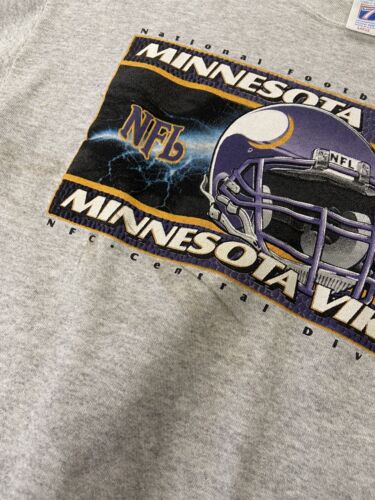 Vintage Minnesota Vikings Sweatshirt Crewneck Size Large Gray 90s
