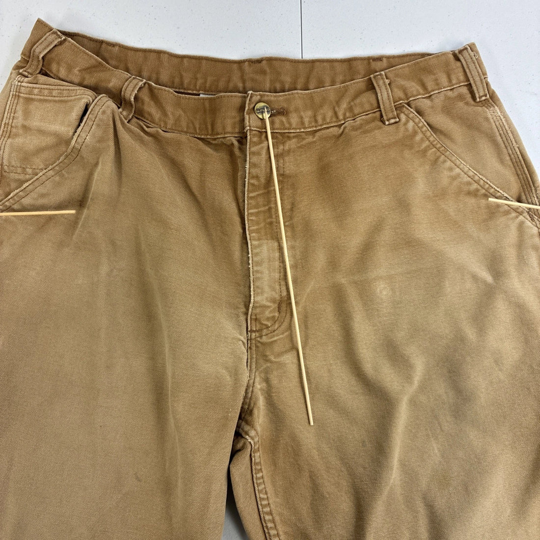Carhartt Canvas Carpenter Work Pants Size 38 X 32 Brown