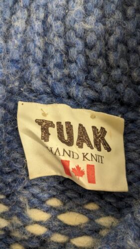 Vintage Tuak Wool Knit Cowichan Sweater Size Small Blue