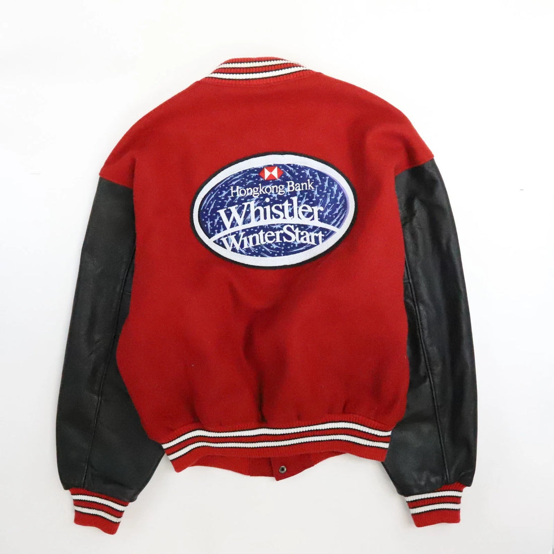 Vintage Hong Kong Bank Canada Roots Athletics Leather Wool Varsity Jacket Large