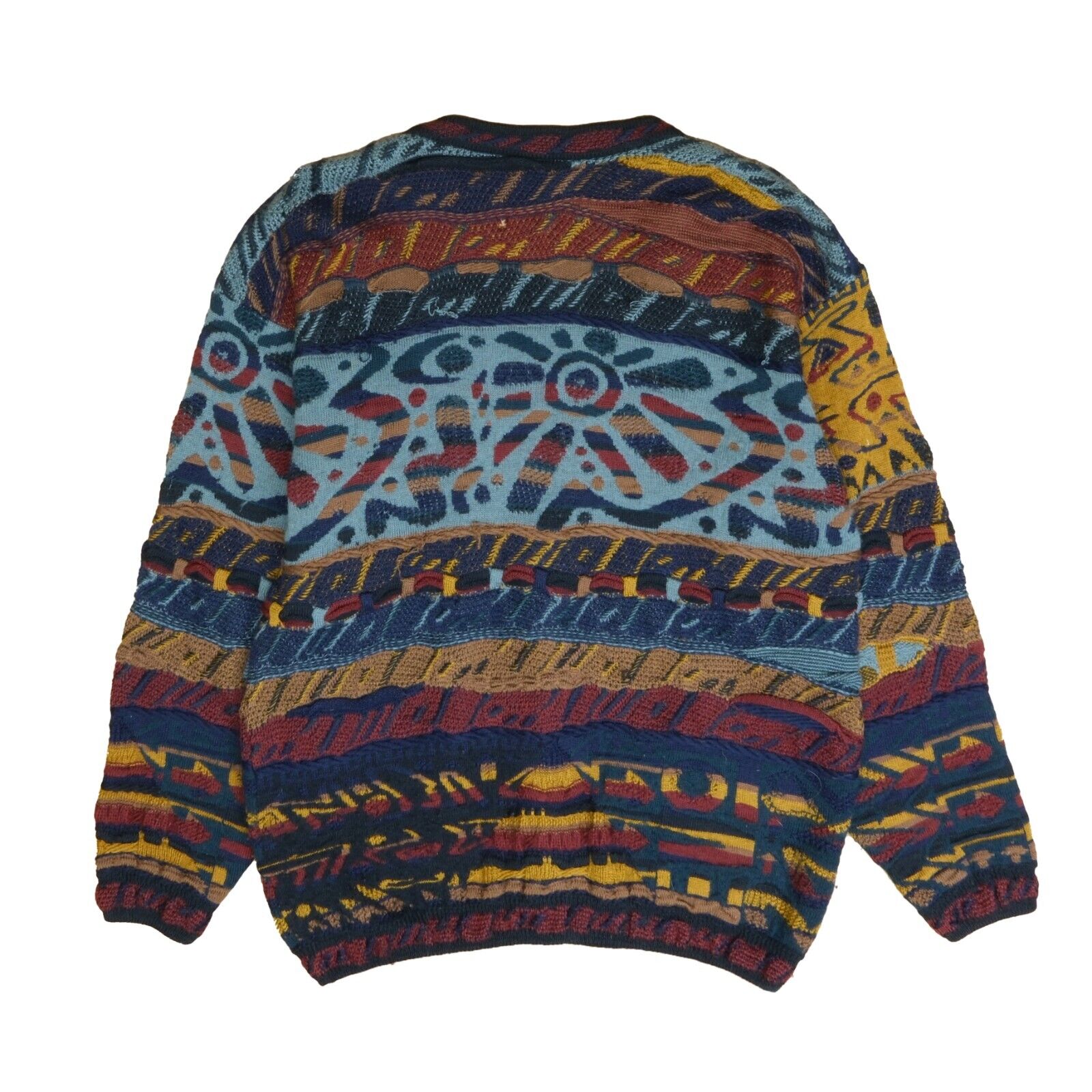 Vintage Coogi Wool 3D Knit Cardigan Sweater Size Large Multicolor