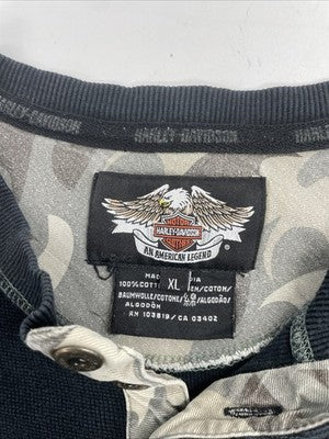 Harley Davidson Motorcycles Long Sleeve Shirt XL Contrast Stitch Embroidered