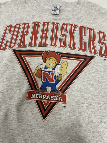 Vintage Nebraska Cornhuskers Sweatshirt Crewneck Size Medium Gray 90s NCAA