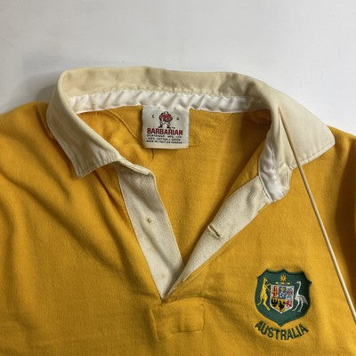 Vintage Australia Crest Barbarian Rugby Shirt Size Large Yellow