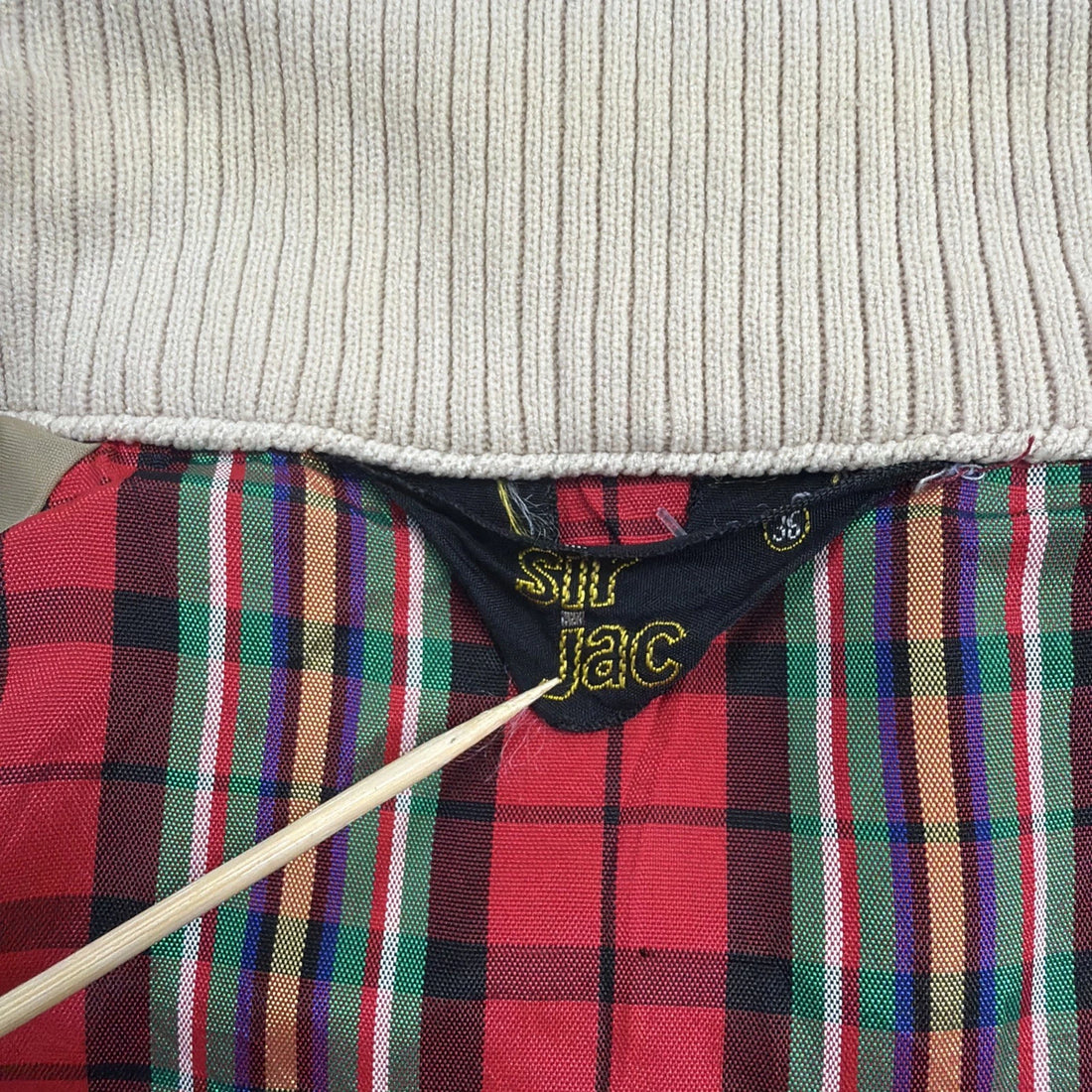 Vintage Sir Jac Bomber Jacket Size 36 Plaid Lined