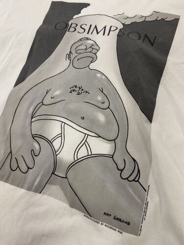 Vintage OBSIMPSON Homer Simpson T-Shirt Size XL White Cartoon 1995 90s