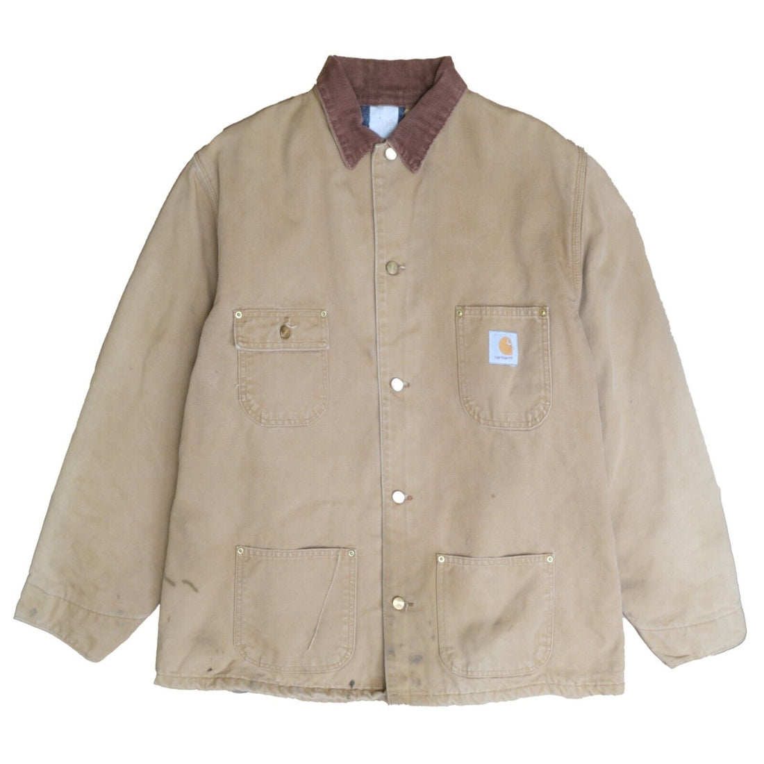 Vintage Carhartt Canvas Chore Work Jacket Size 48 Brown Blanket Lined