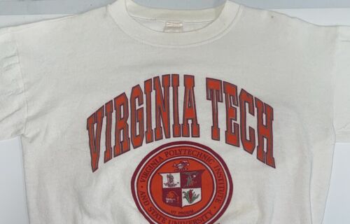 Vintage Virginia Tech Hokies Crest Crewneck Sweatshirt Size Large 90s NCAA