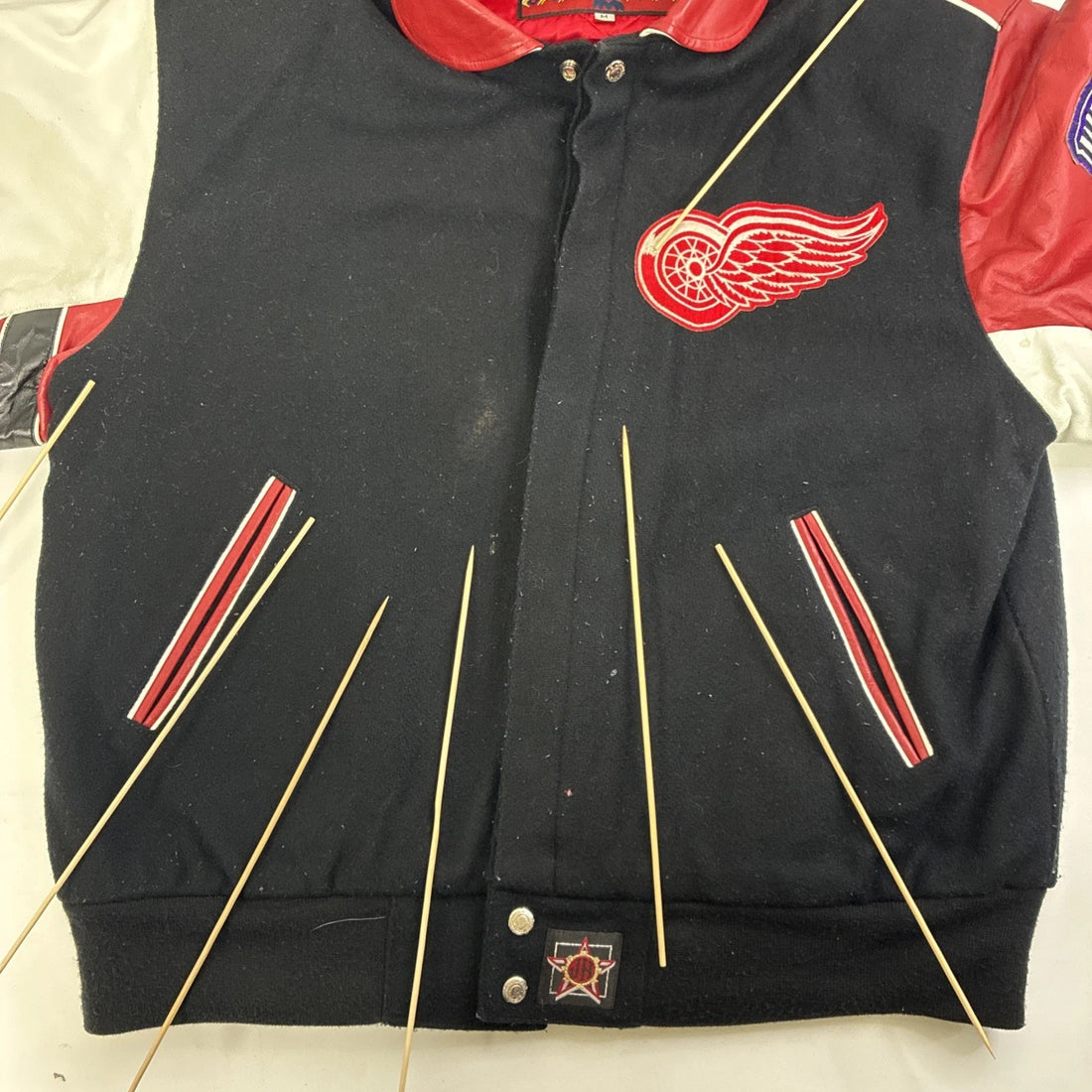 Vintage Detroit Red Wings JH Design Leather Wool Varsity Jacket Medium 90s NHL