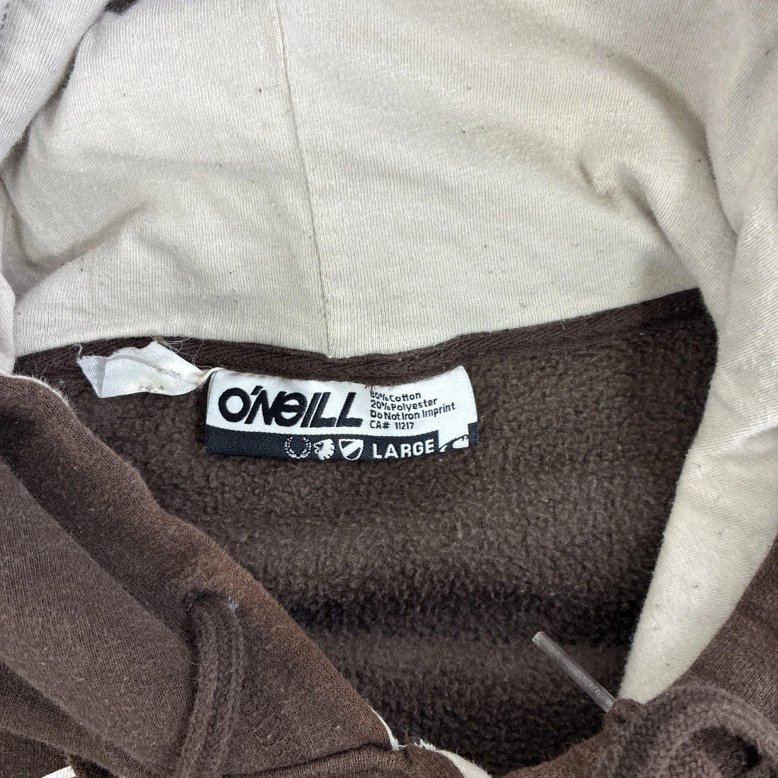 Vintage O'Neill Sweatshirt Hoodie Size Large Brown Y2K