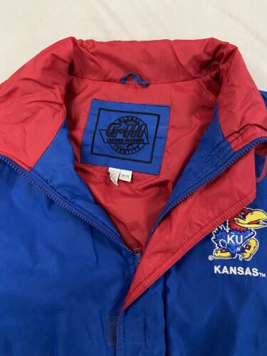 Vintage Kansas Jayhawks G-III Bomber Jacket Size Medium Blue 90s NCAA