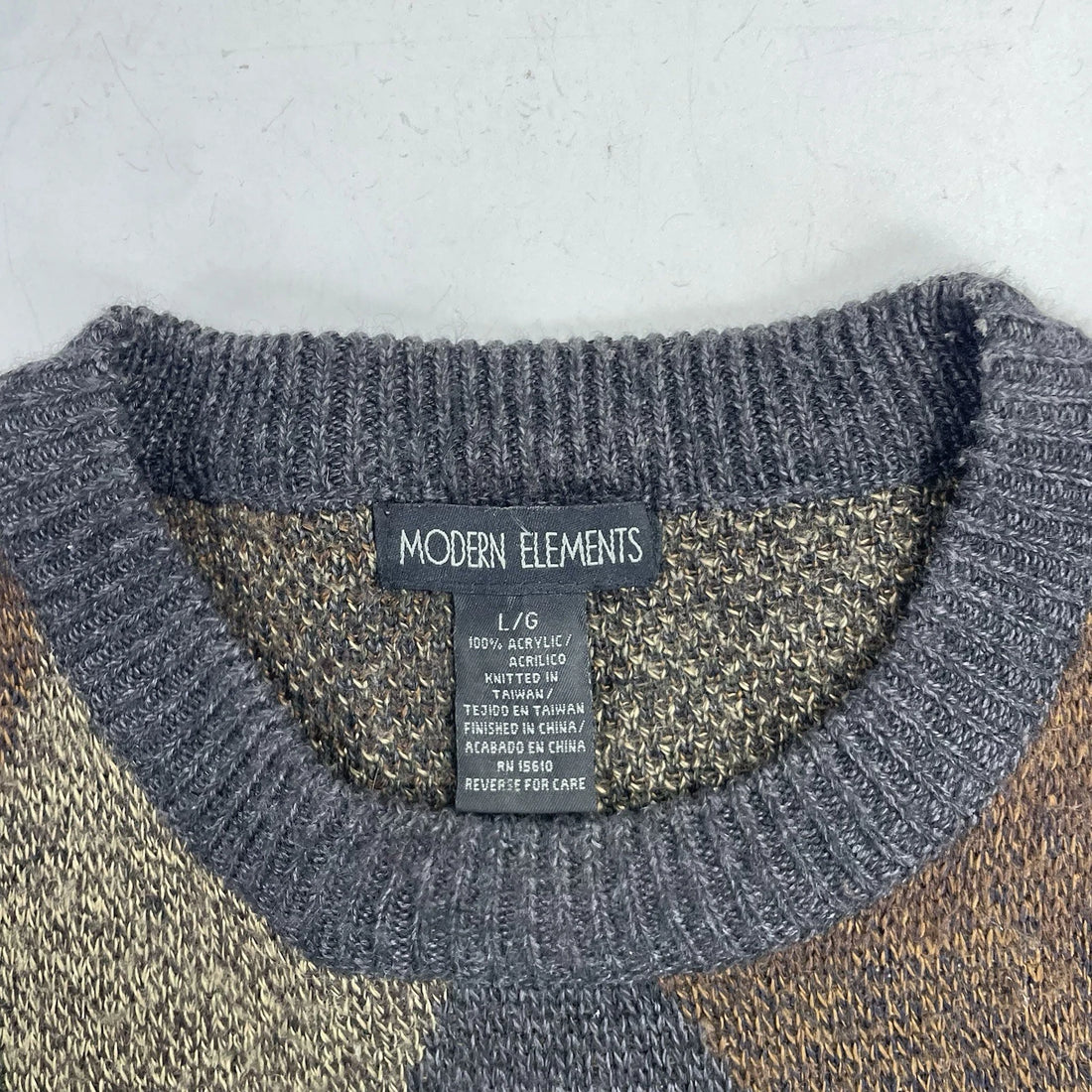 Vintage Modern Elements Argyle Crewneck Sweater Size Large