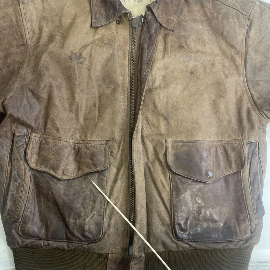 Vintage ADA Leather Bomber Jacket Size Small Brown