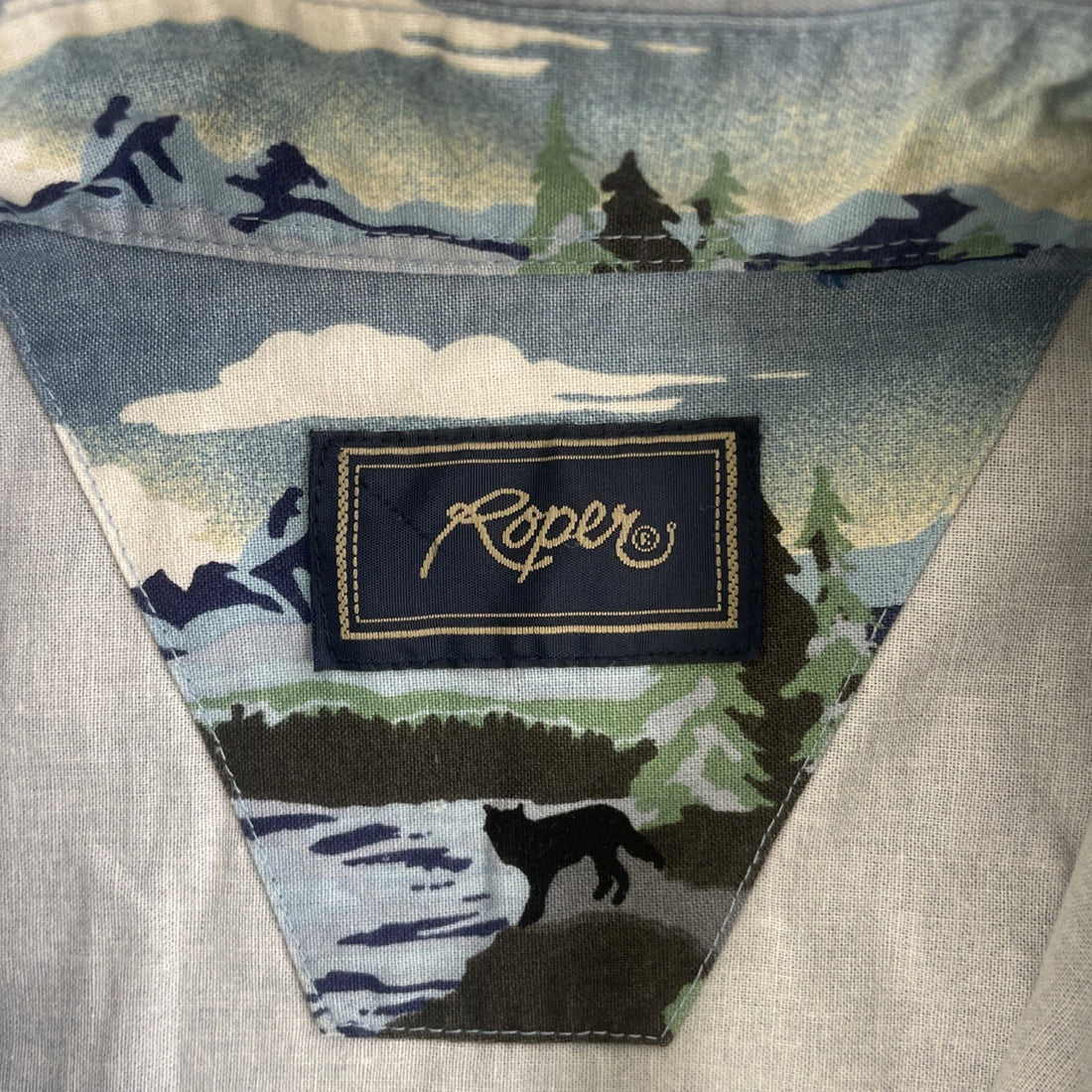 Vintage Roper Wolf Mountain Western Pearl Snap Shirt Size Large