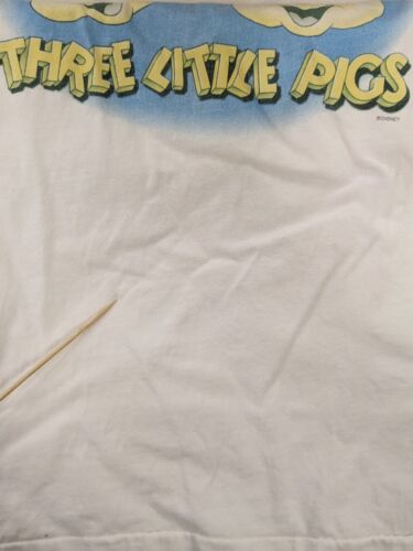 Vintage Three Little Pigs Disney T-Shirt Size XL White Movie Promo 90s