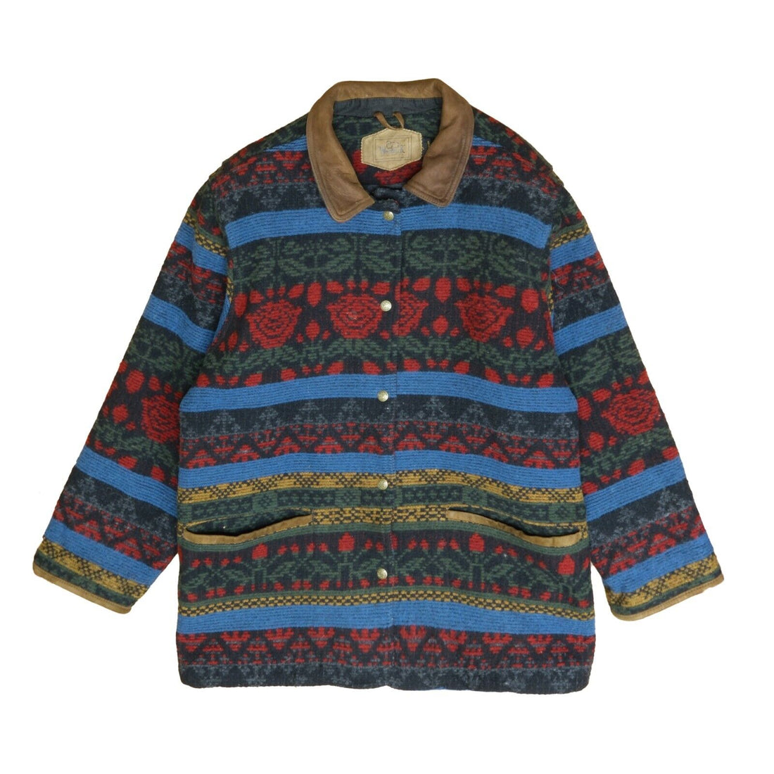 Vintage Woolrich Wool Coat Jacket Size Large Floral Aztec 90s