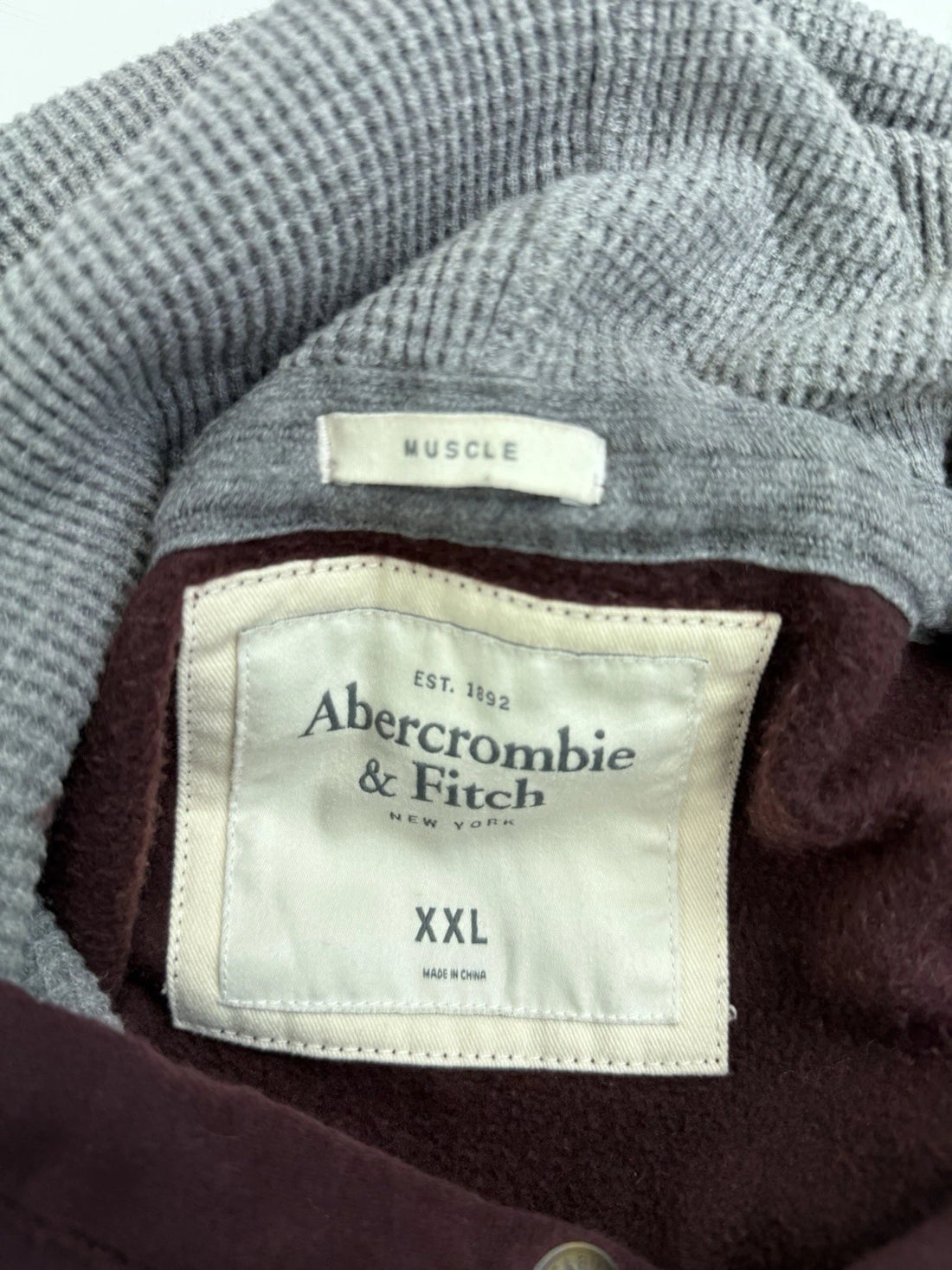 Vintage Abercrombie & Fitch Football Muscle Sweatshirt Hoodie Size 2XL Burgundy