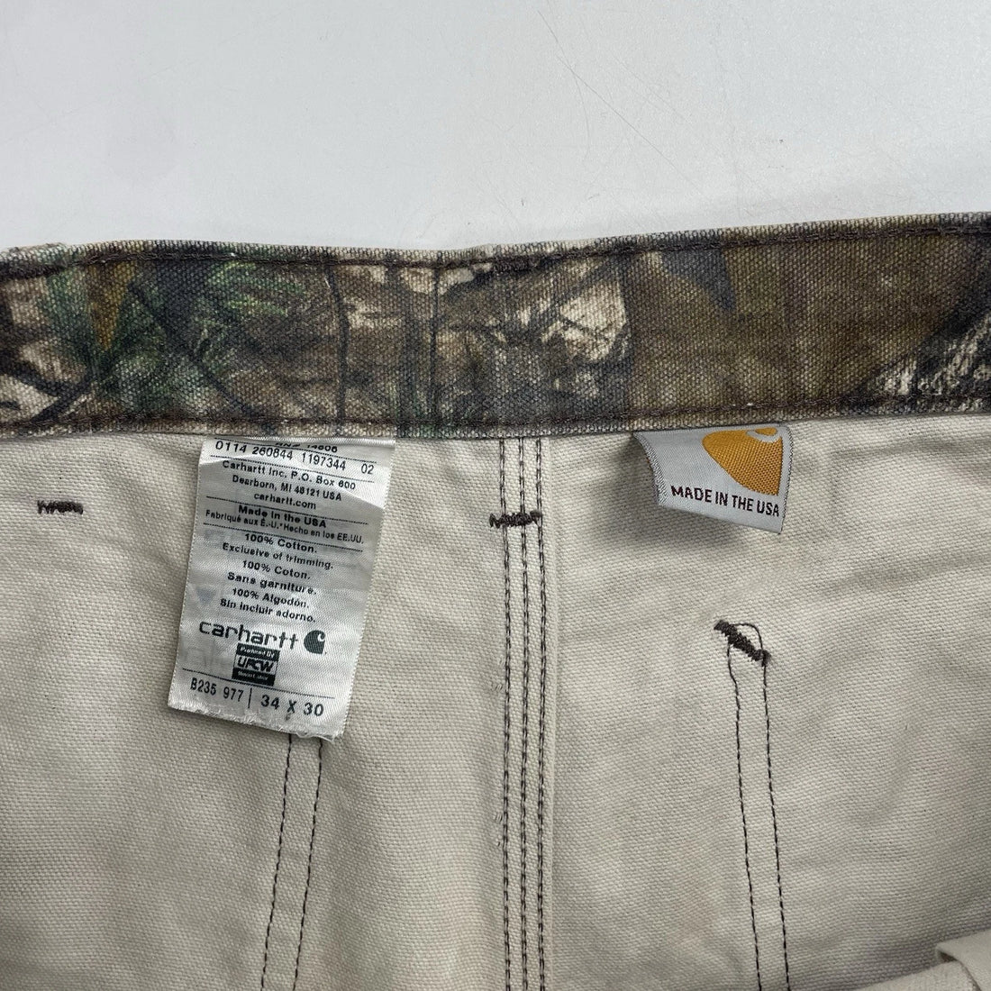 Carhartt Realtree Camo Carpenter Work Pants Size 34 X 30 Distressed