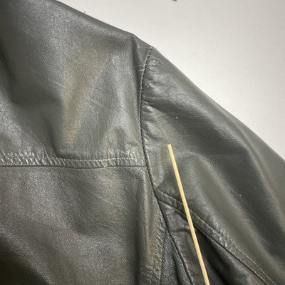Vintage Leather Bomber Jacket Size 44 Gray