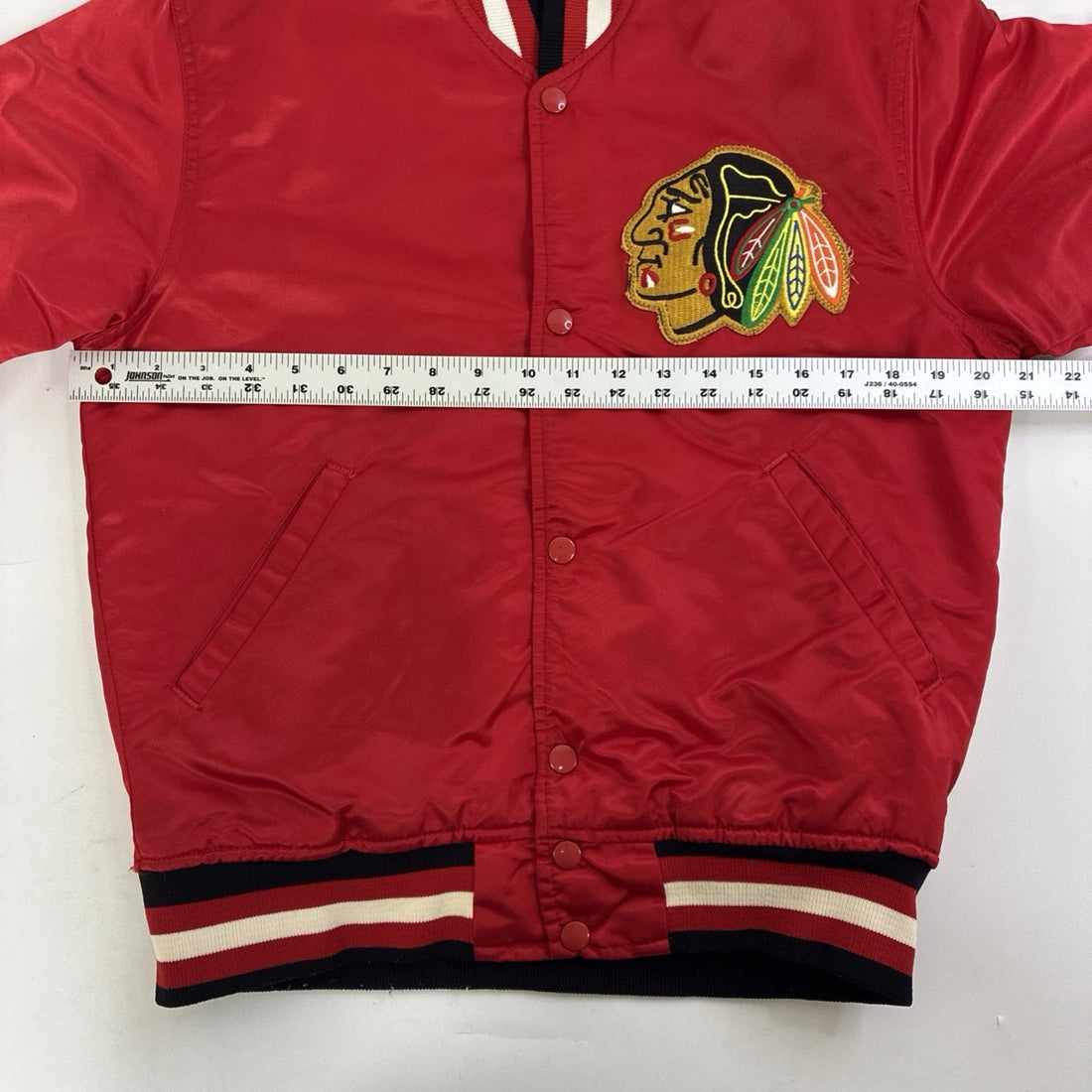 Vintage Chicago Blackhawks Starter Satin Bomber Jacket Size Small NHL
